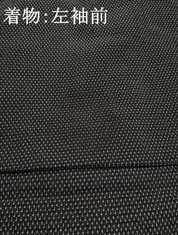 平和屋着物○男性 本塩沢 アンサンブル 蚊絣 黒地 正絹 逸品