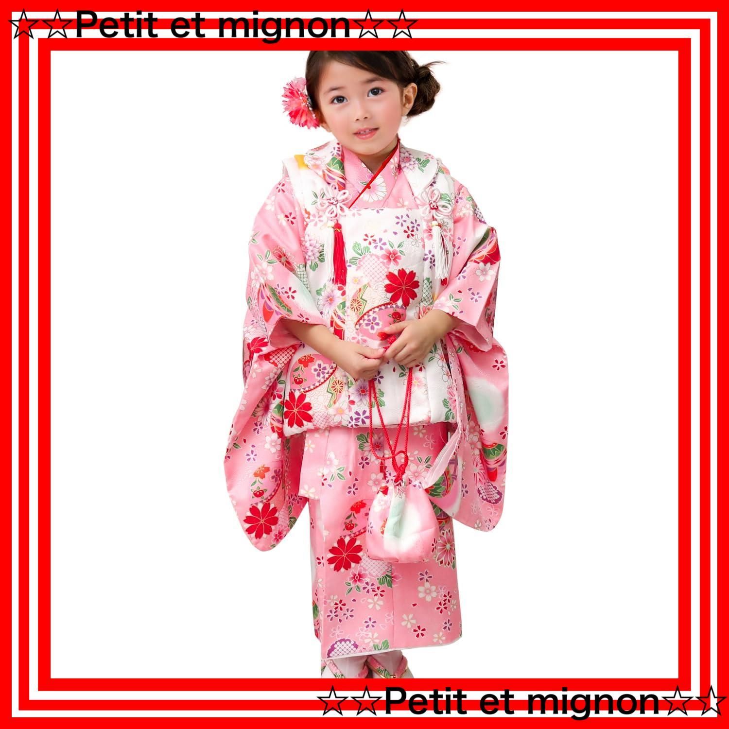 即日発送 七五三 3歳 キョウエツ 女の子 着物 セット 被布 小物 KYOETSU フルセット 753 華やか D