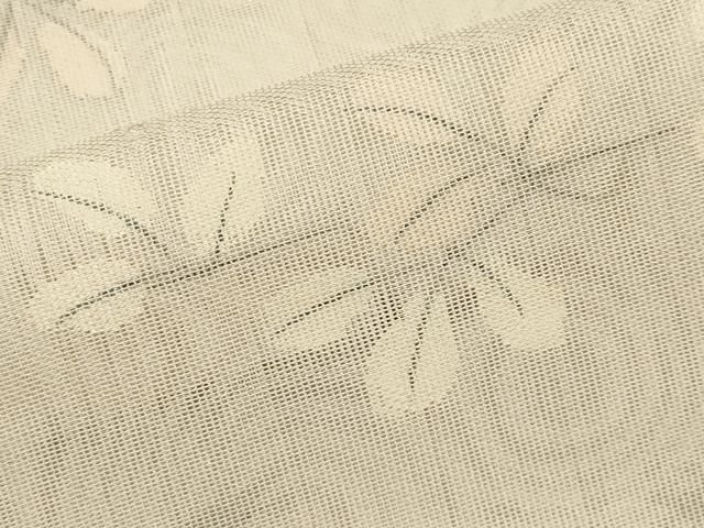 平和屋本店▽極上 訪問着 無双 紗袷 紗×紗 スワトウ刺繍 枝葉文 丁子色