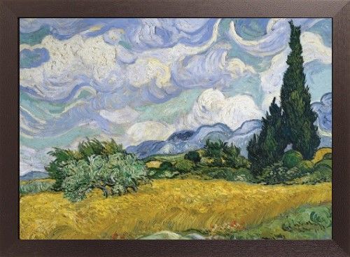 ゴッホ作品 公式 糸杉のある麦畑 アートポスター 木製アートフレーム付