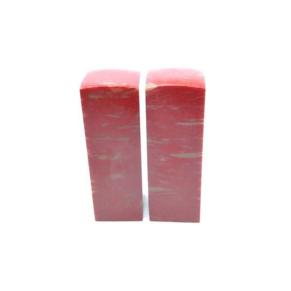 墨文字製作所 篆刻印材 一点物 人造印材＃8 鶏血印材2.5ｃｍ角2ケ ※研究用、天然石ではありません。