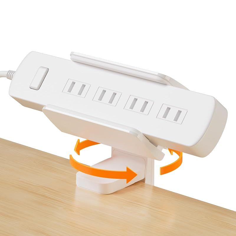 ロボロビン 電源タップ 固定ホルダー 安定性UP クランプ式 360度回転 タップ隠し 自由に調整 デスク取付 デスク整理 収納 クリップロック固定 テーブルタップホルダー ホワイト 0