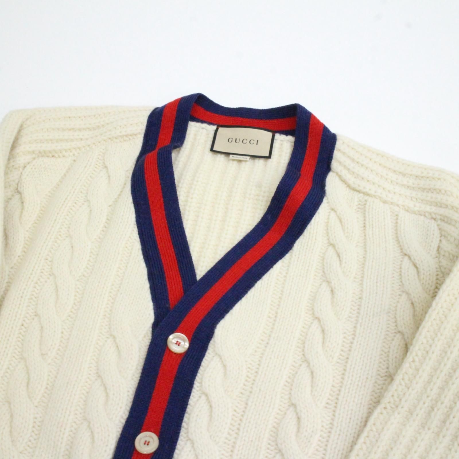 GUCCI ホワイトストライプカーディガン
