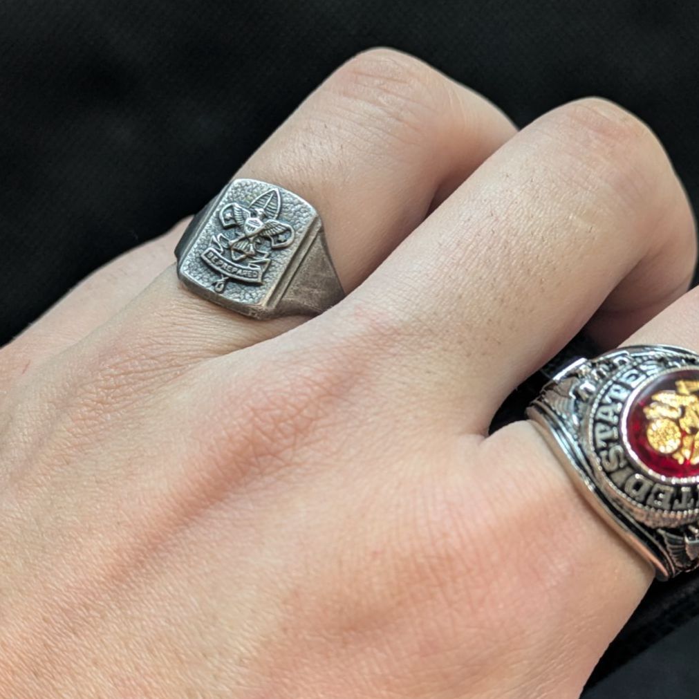 1950年代 アメリカ 米国 ボーイスカウト連盟 スターリングシルバー製 リリーパッドリング 18.7号 USA WWW_SHINETEETH_COM