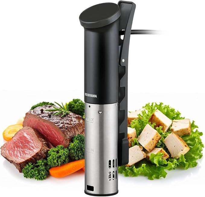 リニューアル アイリスオーヤマ 低温調理器 スリム 浅型の鍋でも使える スロークッカー IPX6 IPX7 防水 タッチパネル クリップ式 空調理器 自炊 調理家電 ZLTC-04-B ブラック