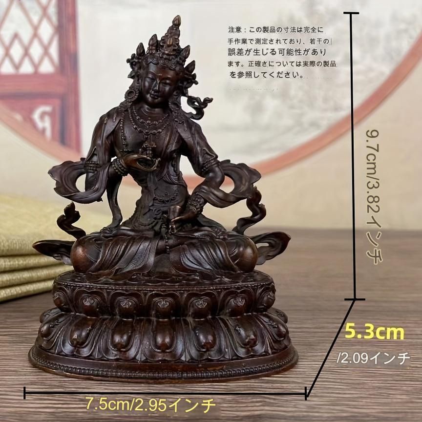 ◆チベット密教法具　法螺貝（シャンカ）グリーンターラー（緑多羅菩薩）A グリーン ターラ 像 緑多羅 菩薩 仏像 ヴィンテージ チベット