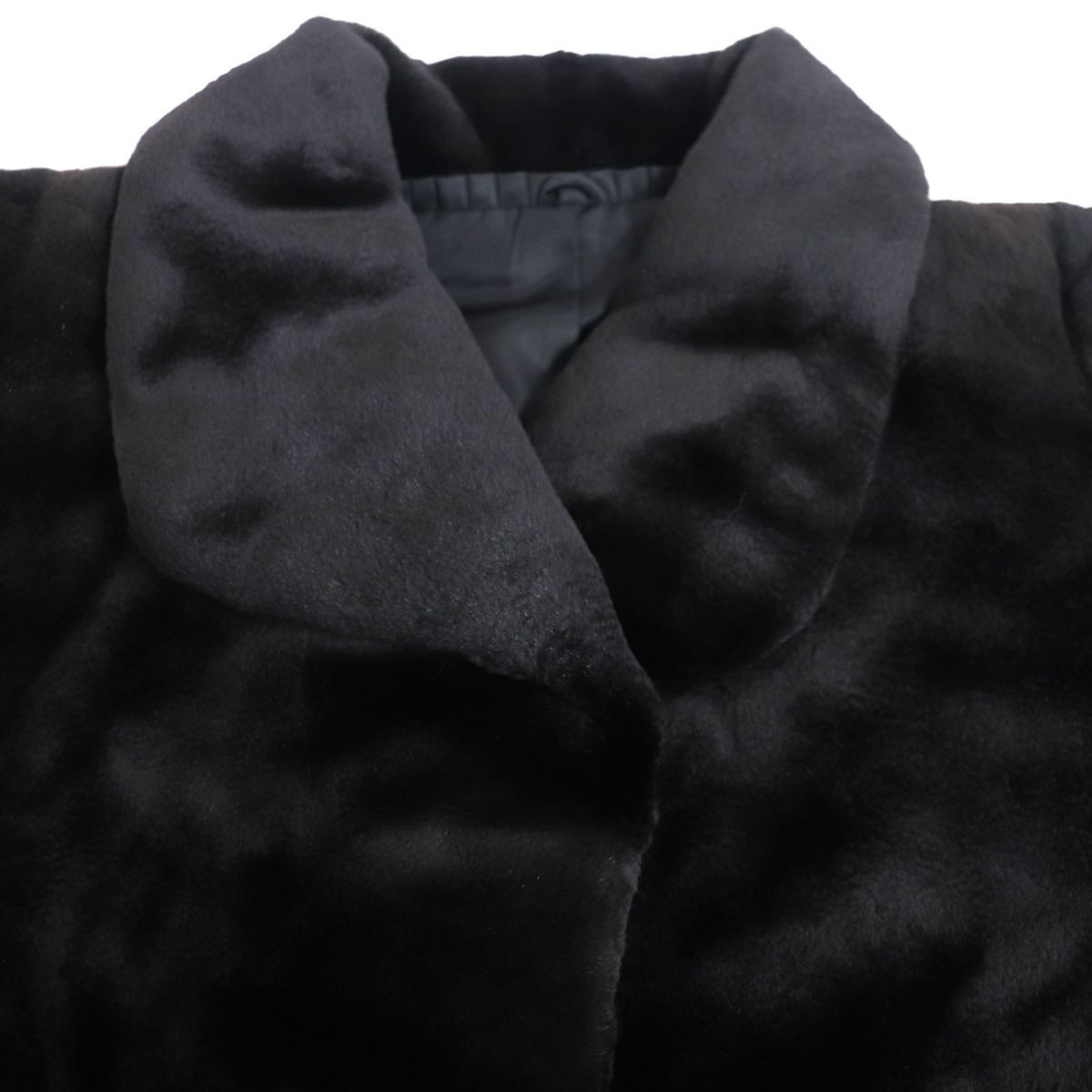 極美品▽OS FUR MINK シェアードミンク 本毛皮ロングコート ブラック F