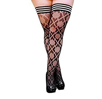 Kix´ies Elle Fishnet Diamond Thigh High Black C