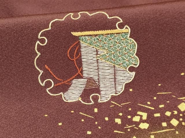平和屋着物□訪問着 作家物 駒刺繍 雪輪几帳平安人物南天文 暈し