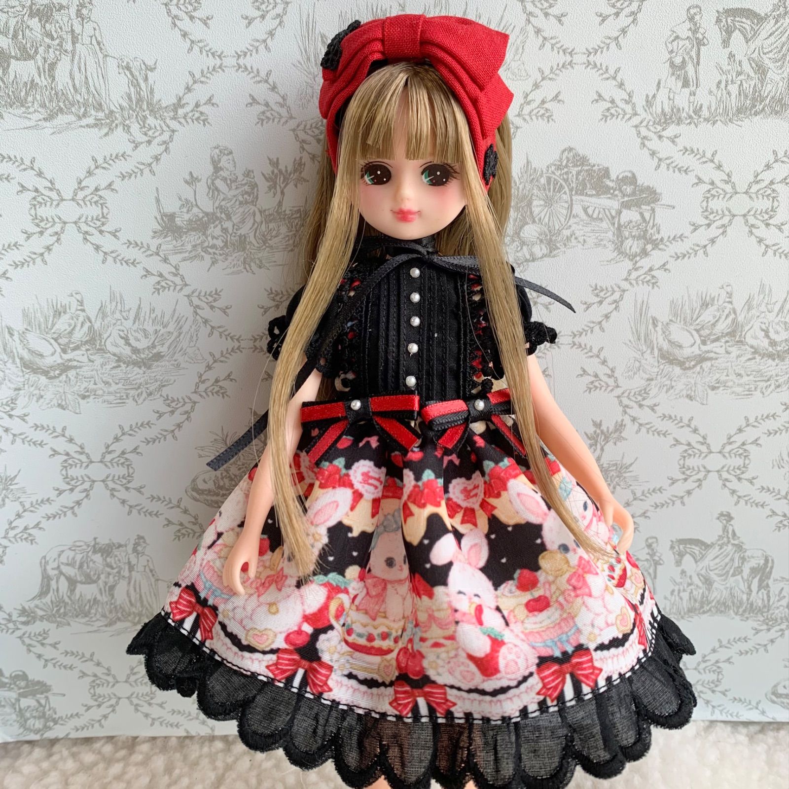 リカちゃん ロリータワンピース リボンヘッドドレスセット いちご