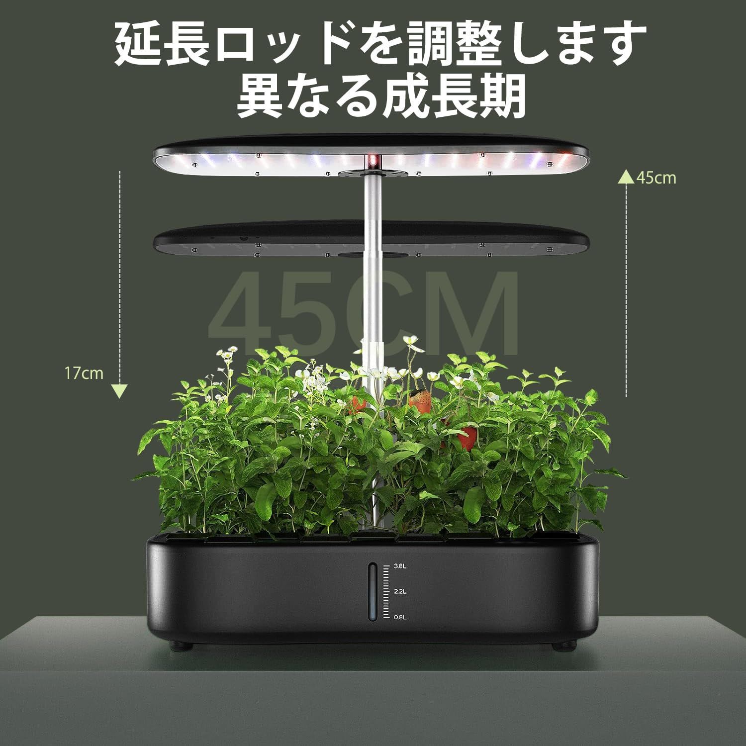 HEYIRAN 水耕栽培キット、LED 植物成長ライト付き屋内水耕栽培キット