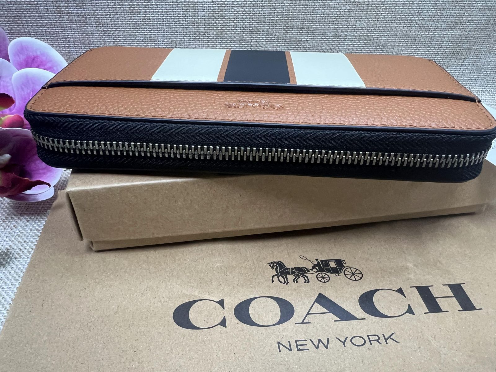 コーチ COACH 長財布 財布 ヴァーシティ レザー アコーディオン ジップ 