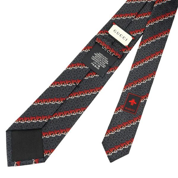 新品 グッチ GUCCI ネクタイ シルク ブラック/レッド - メルカリ 