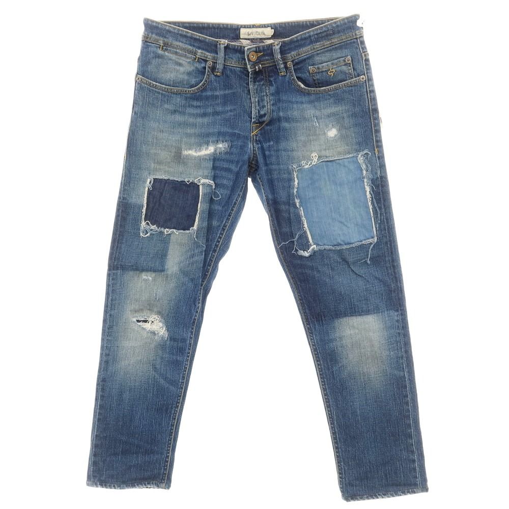 【中古】シビリア SIVIGLIA リペア加工 デニムパンツ ジーンズ ブルー【サイズ33】【メンズ】