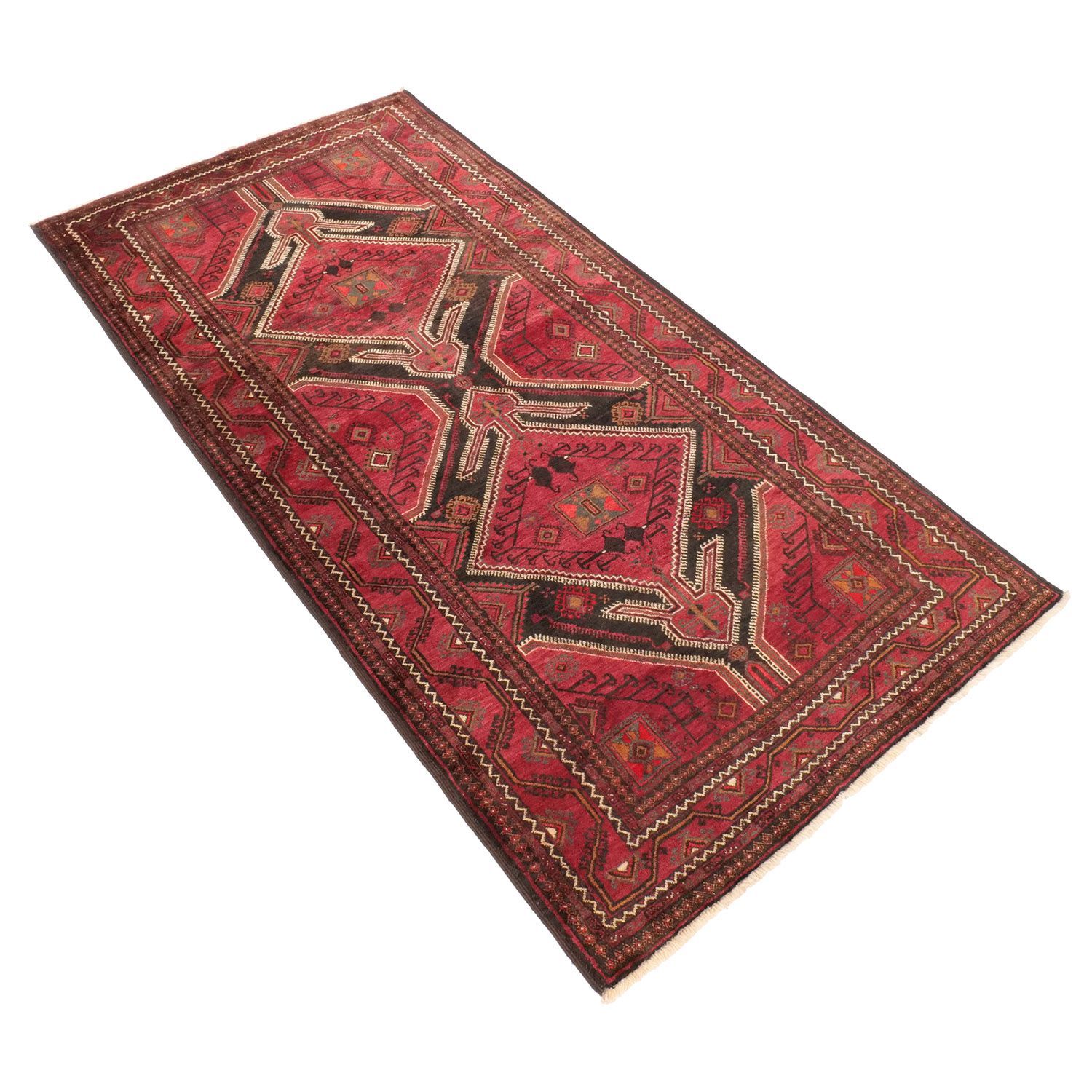 ザーボル 1950年代 2800×1350mm セミアンティーク ダイヤモンドモチーフ 手織り - carpet-アンティークペルシャ絨毯 ヴィンテージラグ専門店