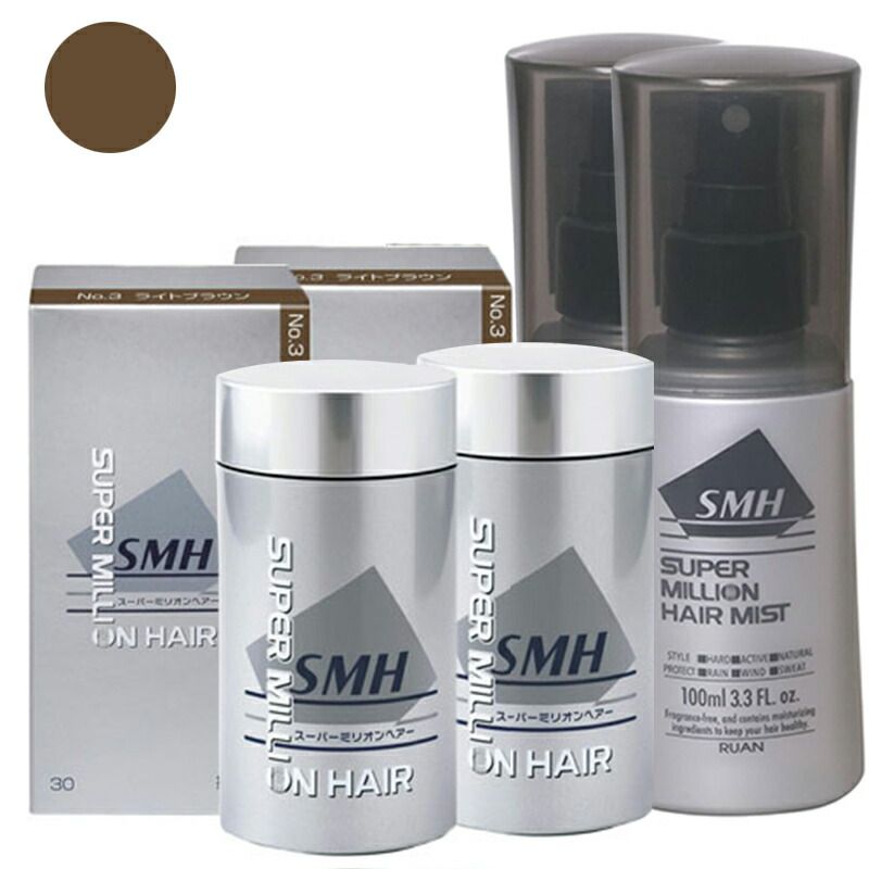 ルアン スーパーミリオンヘアー ホワイト 30g ×2個 + リニューアル ヘアミスト ミスト 100ml ×2個 セット スーパーミリオンヘアーホワイト ミリオンヘア ミリオンヘアー 増毛パウダー 白髪 薄毛 うす毛 薄毛隠し