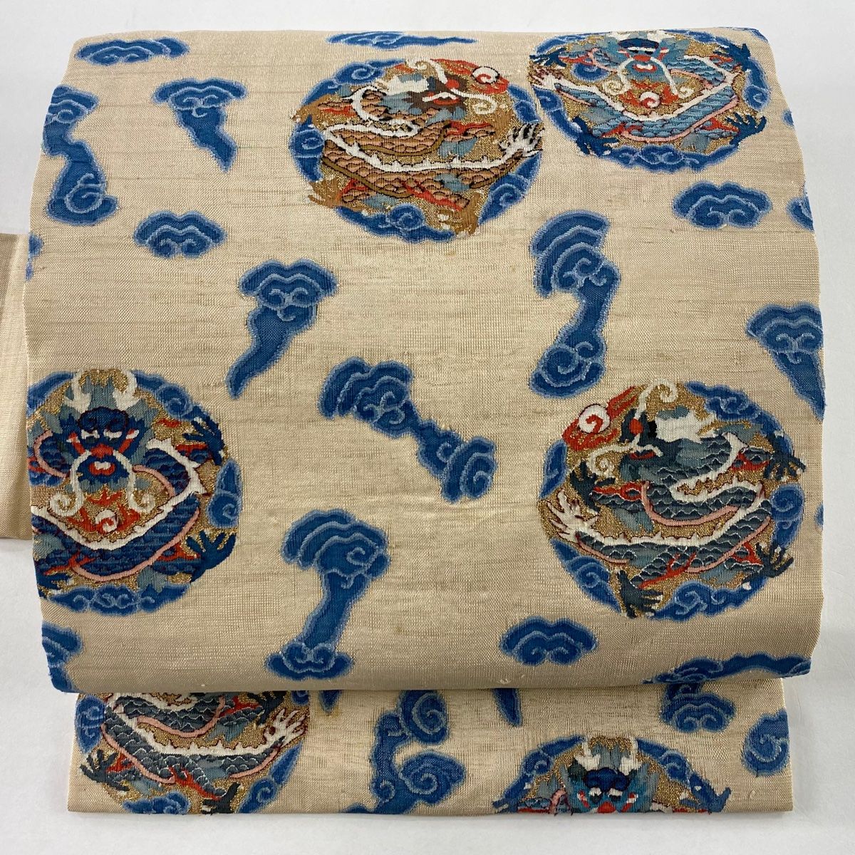 名古屋帯 秀品 龍 ピンクベージュ 正絹 【中古】 - バイセル メルカリ 