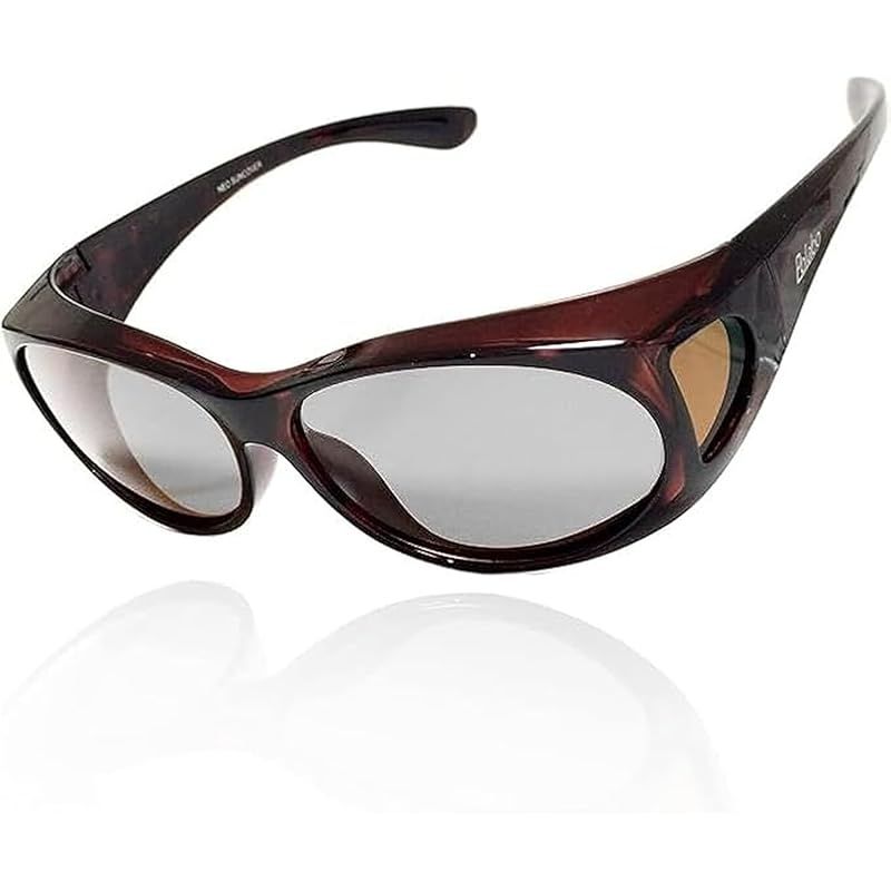 [冒険王] オーバーグラス レディース サングラス 偏光サングラス メガネの上から かける 偏光グラス UVカット 鯖江市 花粉症 保護グラス 花粉 視泉堂 軽量 女性 婦人 TSC20 (ブラウンデミ＊ライトグレー) 1