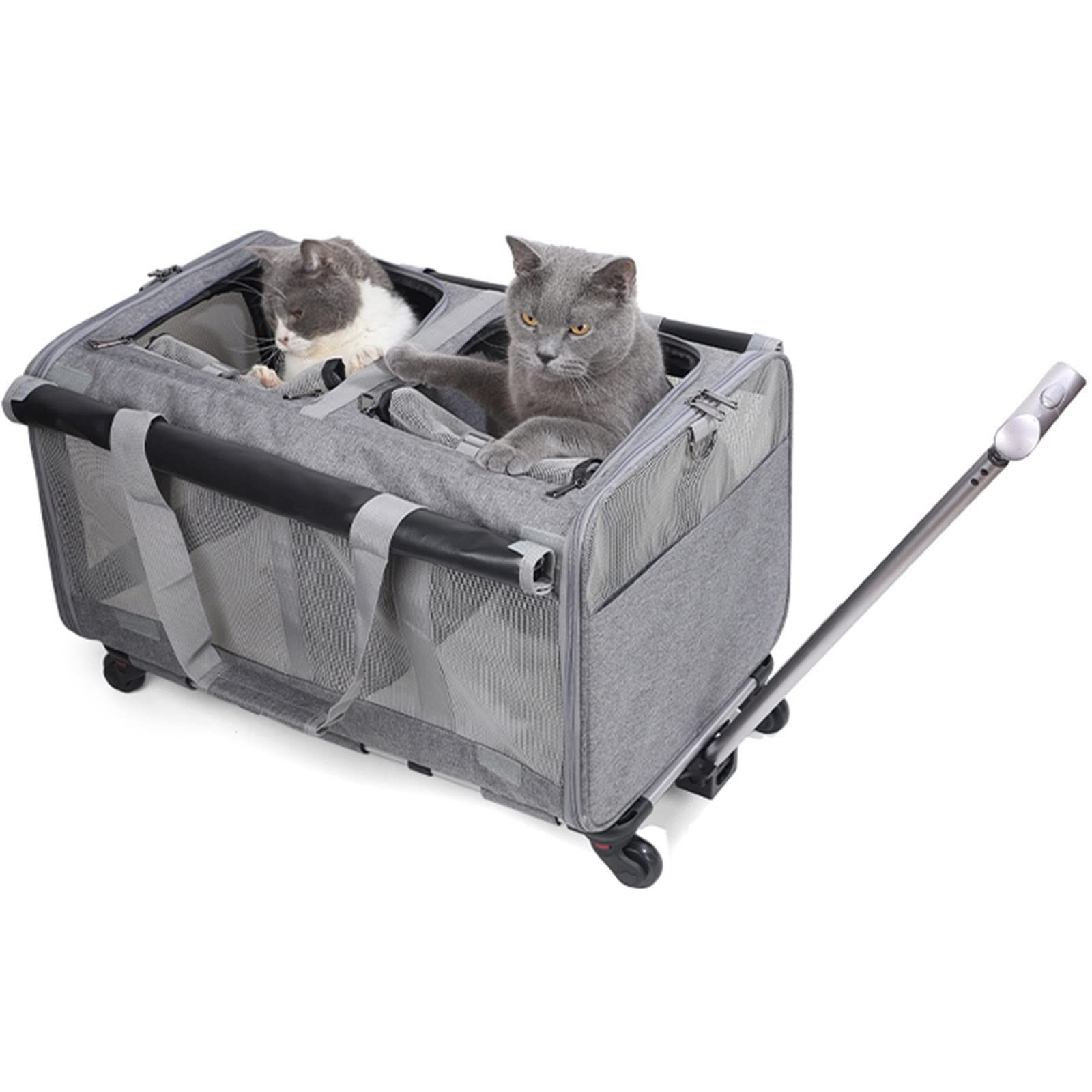 猫 キャリーケース ２匹用 キャリーバック 犬 小型犬 ペット 折りたたみ ペットキャリー ペットバギー ペットスリング通気性 耐久性 トロリーケース ホイール付き ペットキャリア 旅行