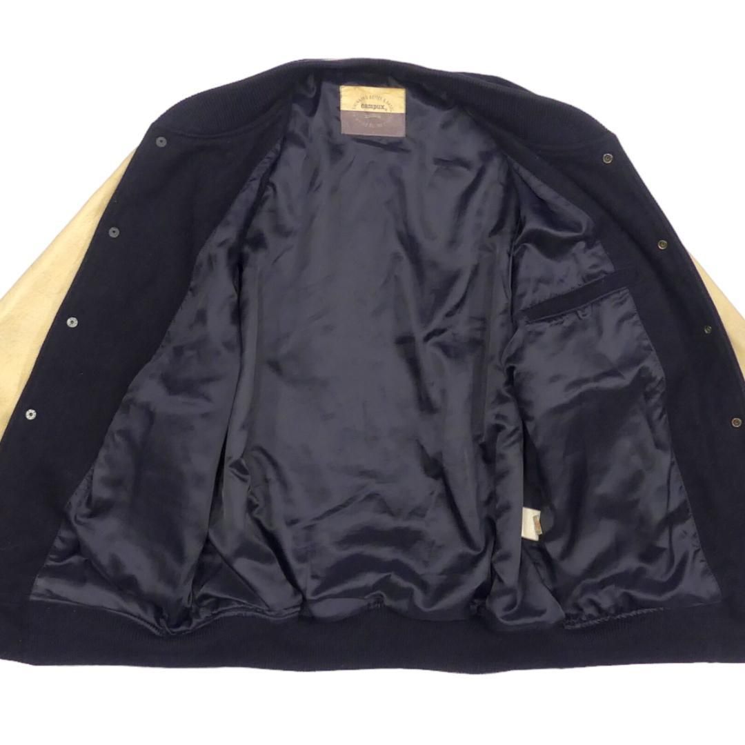 スタジャン 古着 レザー キャンパックス ブルゾン L 本革 紺 NR3506