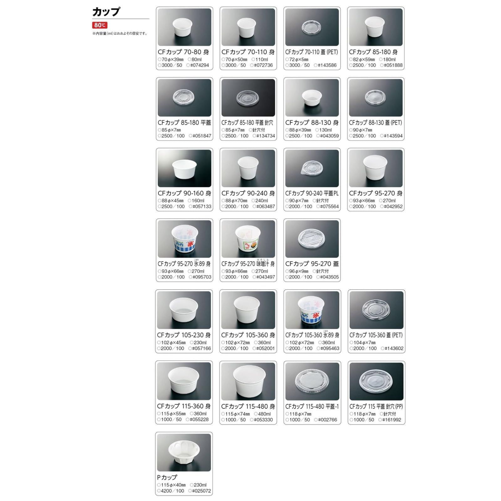 テイクアウト ランチ 弁当 容器 日本製 CFカップ 使い捨て 本体 100枚入 Kagaku 直径9.3×6.6cm 95-270 中央化学 Chuo ホワイト