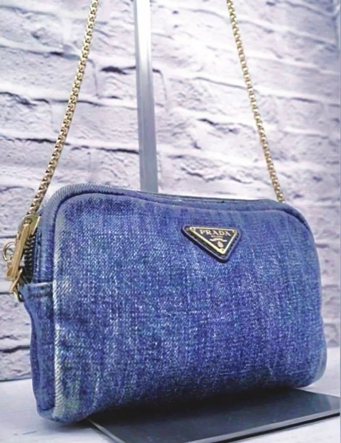 ◆PRADA プラダ CANAPA デニム ショルダー カメラ バッグ ポーチ紺 ◇PRADA プラダ CANAPA デニム ショルダー カメラ バッグ ポーチ紺