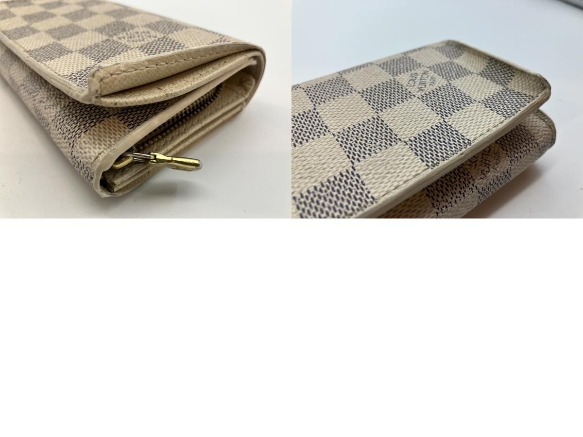 ルイヴィトン ダミエアズール 白 2つ折り財布コンパクト 14×9cm