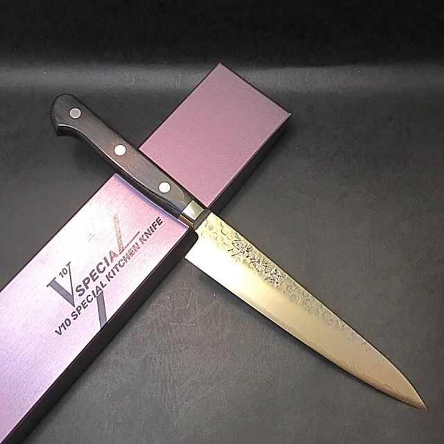 銀座 菊藤 特選 三徳包丁 170ミリ 槌目V金10号割込み