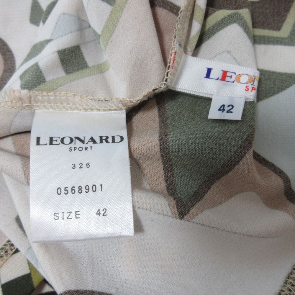 LEONARD SPORT レオナールスポーツ ジオメトリックプリント ストレッチ タートルネック 長袖 カットソー 42 マルチカラー レディース 古着 中古 LEONARD SPORT レオナールスポーツ ジオメトリックプリント