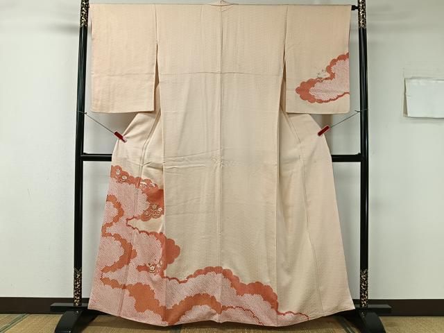 平和屋着物□訪問着 絞り 刺繍 雲取り花文 暈し染め 金彩 正絹 逸品  