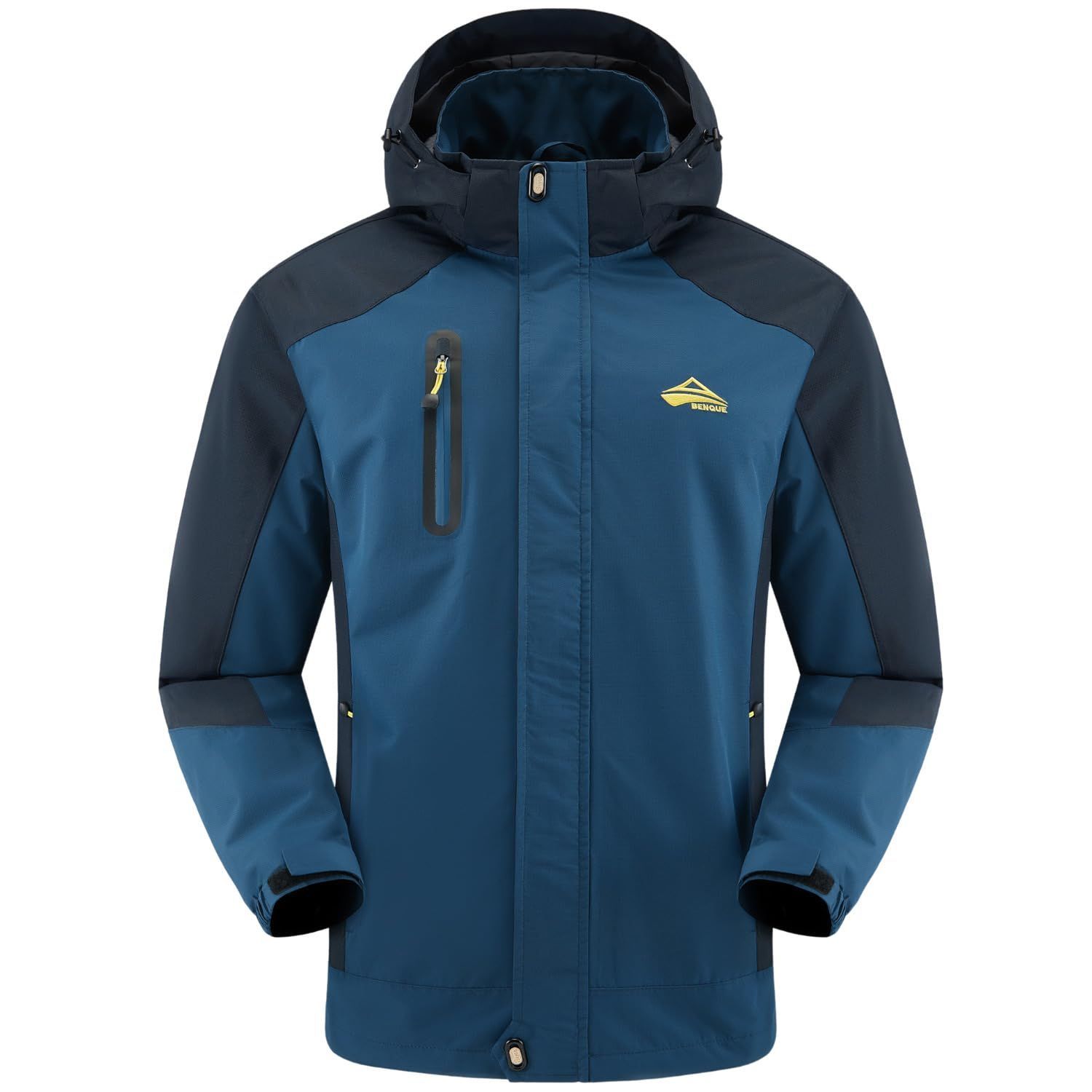 Size:XL_Color:ネイビー [ベンケ] 【雨風に強い】 アウトドアジャケット メンズ 登山ウェア 防水 登山服 ウインドブレーカー マウンテンジャケット 防風 撥水