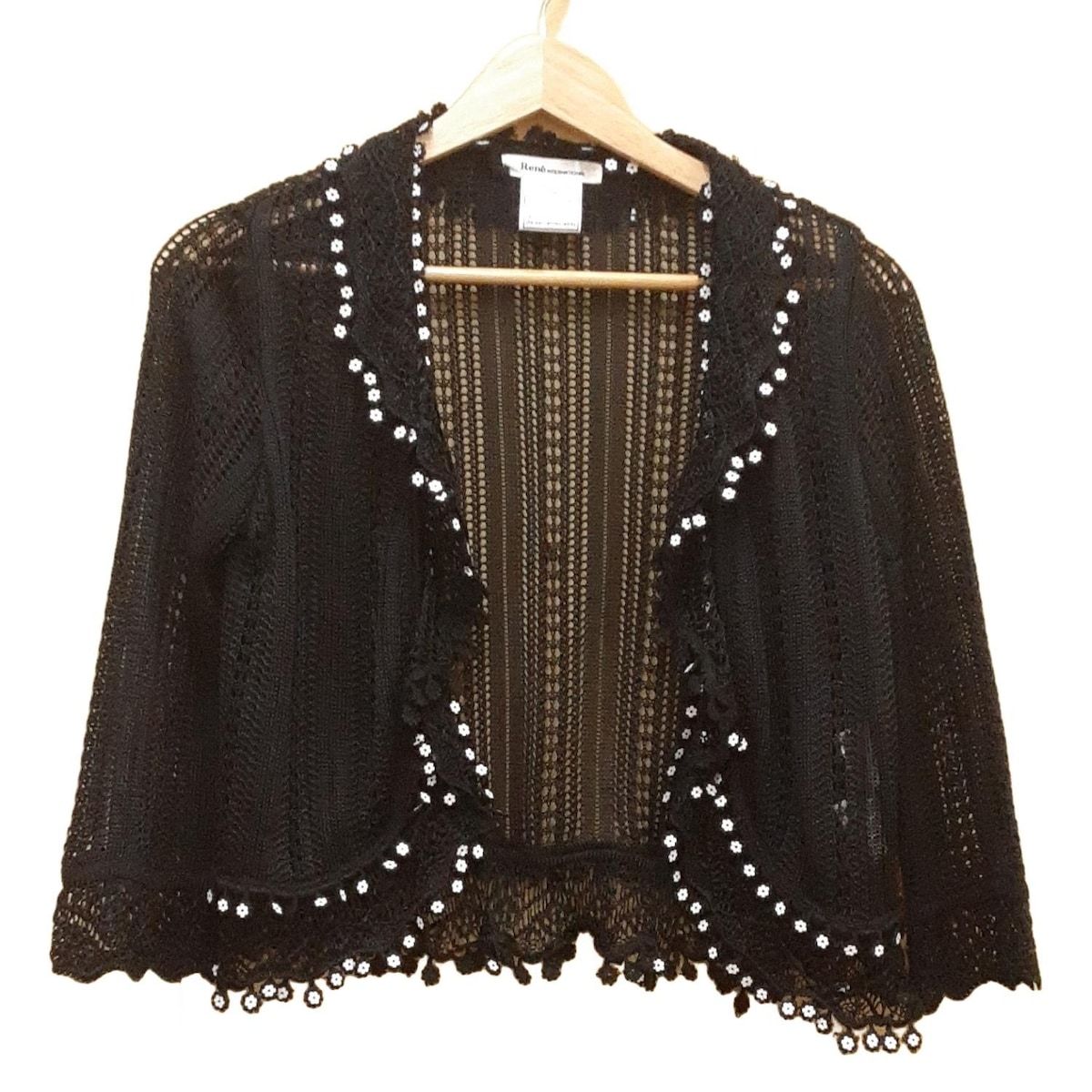 Rene(ルネ) カーディガン サイズ38 M レディース美品 - 黒×白 七
