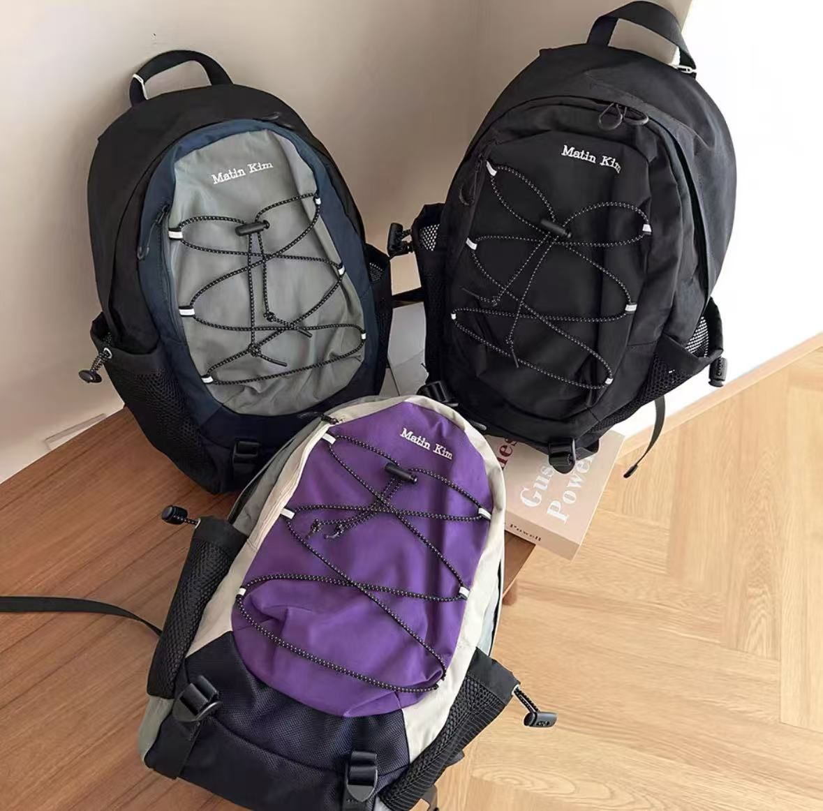 Matin. Kim ブラックリュック MATIN KIM】CARGO MESH BACK PACK☆送料・関税込 (Matin Kim