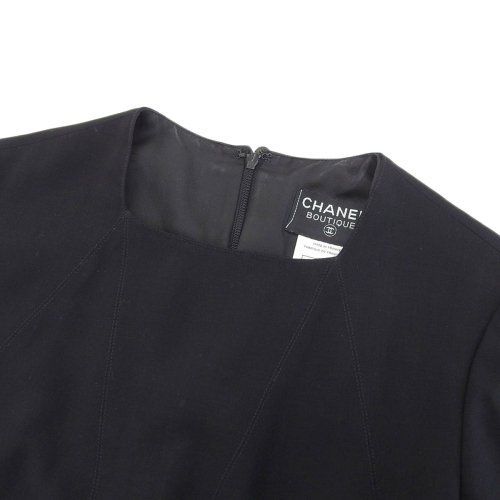 (8694) 【シャネル】　シャネル CHANEL 半袖 ワンピース ウール 黒 40 レディース　［服（レディース）］　【中古】