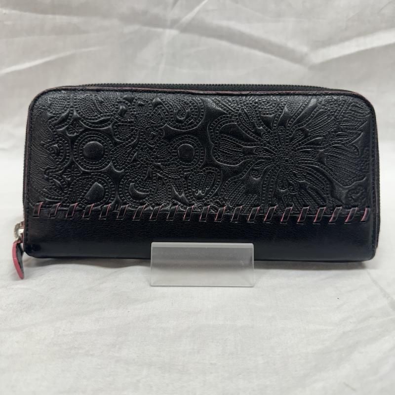 KENZO ケンゾー 長財布 本革 レザー 型押し 花柄 ピンク 黒 未使用品！KENZO ケンゾー 長財布 本革 レザー 型押し 花柄