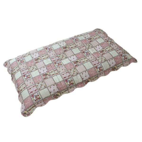 新品ピンク_長座布団用 68×120cm リヴェール 長座布団カバー 2枚セット 68x120cm 長座布団用 綿100% ウォッシュキルト 水洗い キルティング パッチワーク調 (ピンク)