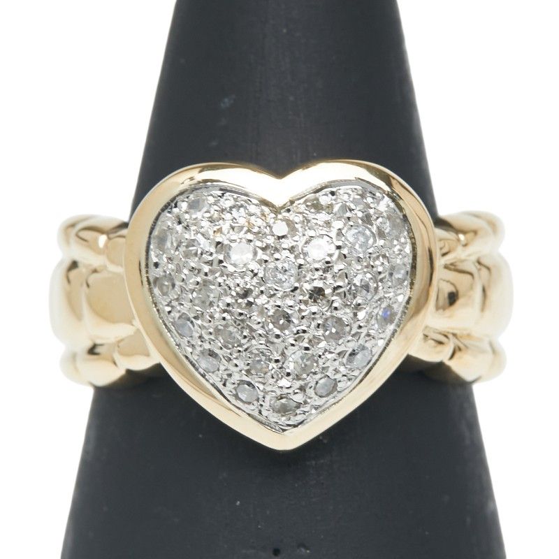 ハート モチーフ K18YG イエローゴールド Pt900 プラチナ コンビ レディース 1-0235258