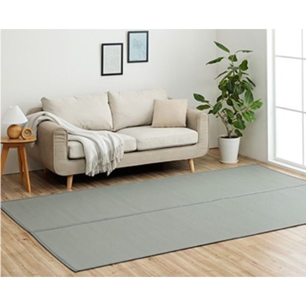 い草風 ラグ マット 江戸間4.5畳 グレー 約261×261cm 洗える ござ 日本製 リバーシブル カビ発生しにくい お手入れ簡単