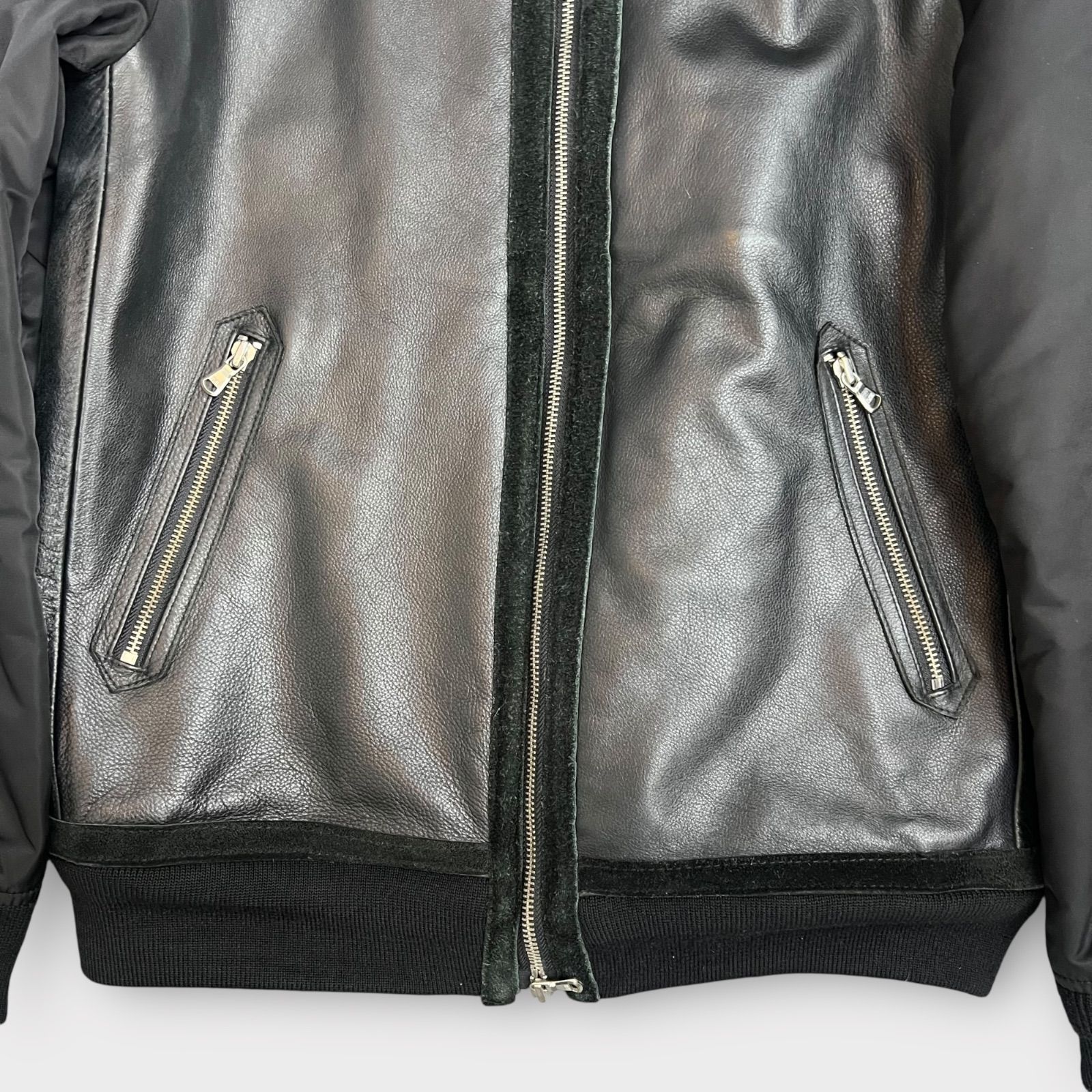 nano・universe スタジャン 黒 M Nano Universe Library レザー切替