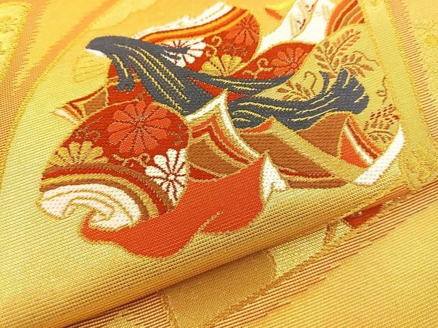 zz009袋帯 鈴乃屋 太鼓柄 煌びやか 正絹