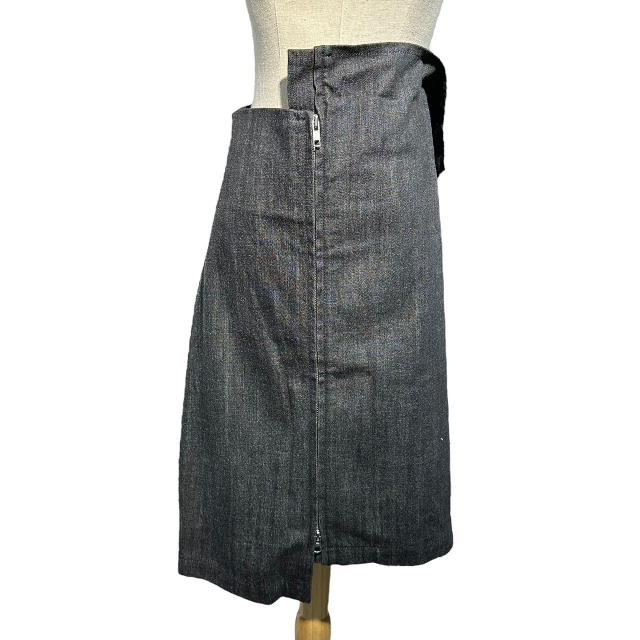 ヨウジヤマモト　ネックホルダースカート W/C TWILL WASHER L POCKET FLARE SKIRT(XS Black): Yohji