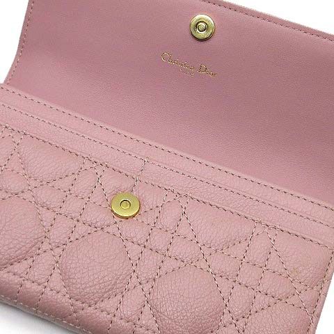【商品名】 Christian Dior長財布 カナージュ ピンク レザー ディオール カナージュ ラウンドファスナー 長財布 ピンク