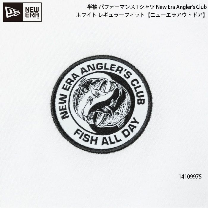 ニューエラ メンズ 半袖 パフォーマンス Tシャツ New Era Angler's Club ホワイト レギュラーフィット OD SS PF TEE ANG CLUB【メール便発送（送料無料）】