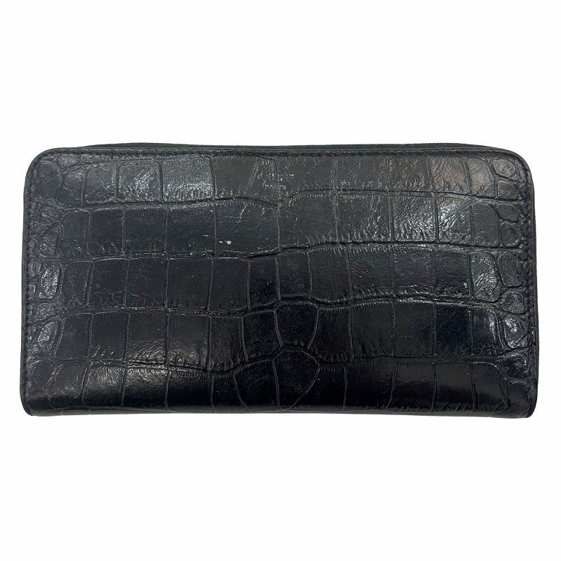 セリーヌ CELINE 長財布 クロコ 型押し ラウンドファスナー ブラック CELINE 長財布 ラウンドファスナー 黒 セリーヌ CELINE 長財布