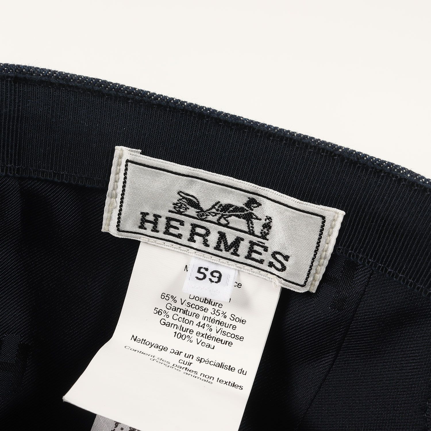 HERMES エルメス キャップ サイズ:59 / デニム レザー コンビ セーヴル