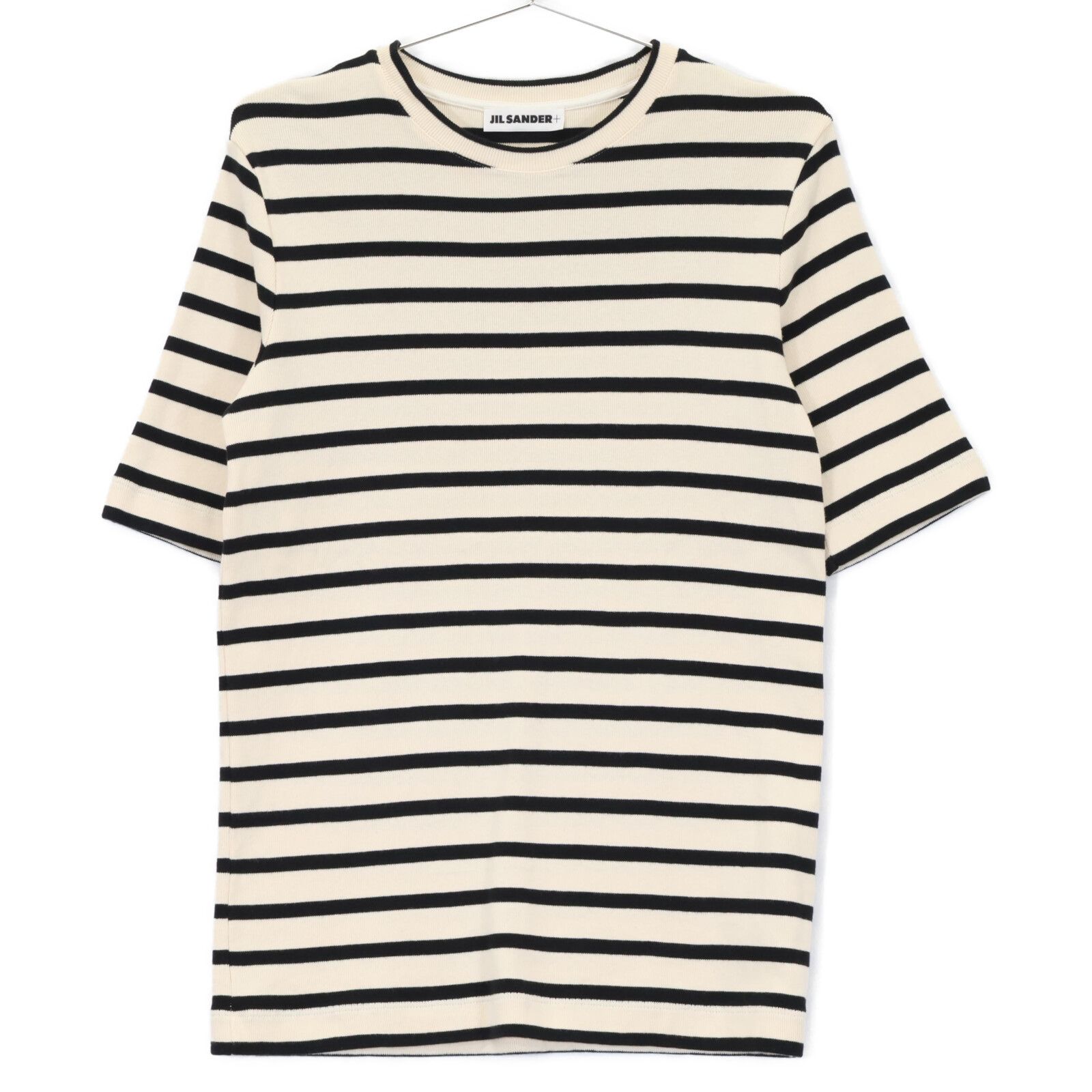 JIL SANDER ジルサンダー 24 SS ベージュ×ブラック コットン ボーダーショートスリーブカットソー M