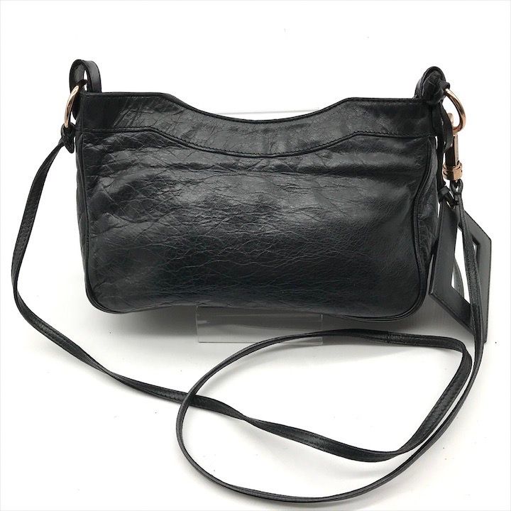 良品 BALENCIAGA バレンシアガ レザー ミニ ショルダー バッグ ブラック ミラー付き RG金具 k3311 BALENCIAGA - 良品 BALENCIAGA バレンシアガ レザー ミニ ショルダー