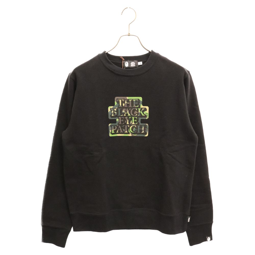 A BATHING APE (アベイシングエイプ) ×THE BLACK EYE PATCH LOGO CREWNECK SWEAT ブラックアイパッチ ロゴ クルーネックスウェット スウェット ブラック
