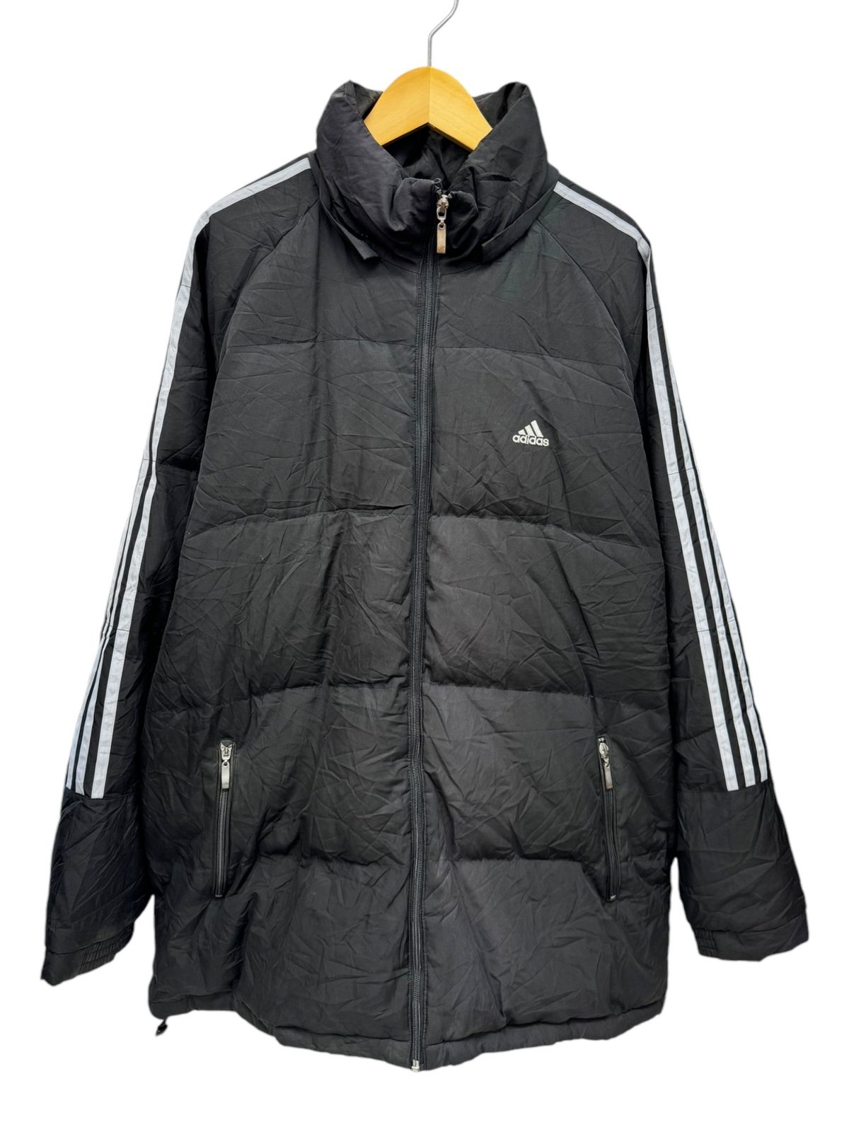 adidas (アディダス) 古着 90s 00s 中綿 ナイロン ジャケット ダウン 105 ブラック メンズ/028