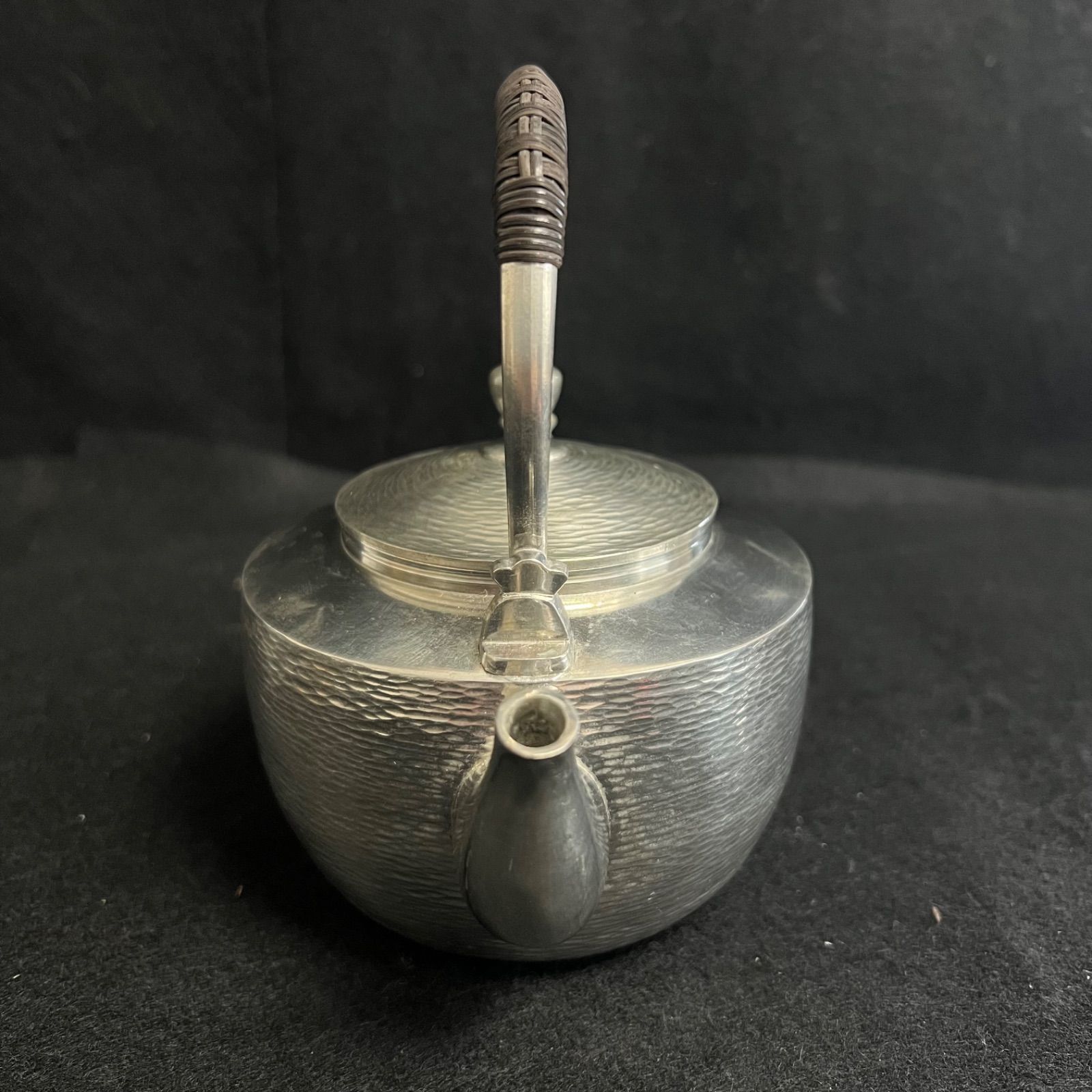 F 純錫 湯沸かし 錫瓶 槌目 茶道具 全茶道具 茶器 333g F25092311